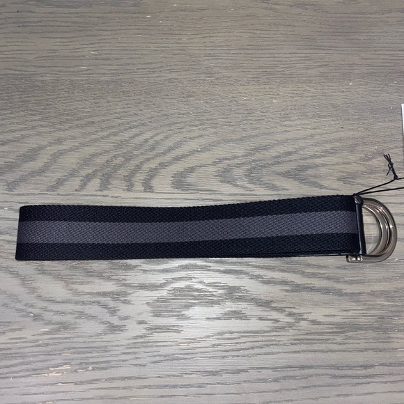 Gucci Black/Grey Canvas Stripe D Ring Belt New size 90-36 - Picture 3 of 5